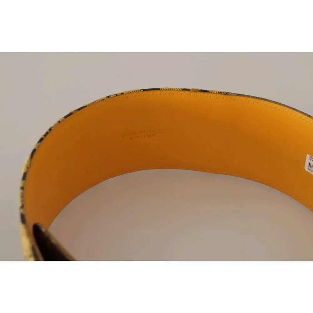 Dolce & Gabbana Blue Floral Patchwork Leather Wide Waist Buckle Belt - Picture 2 of 4